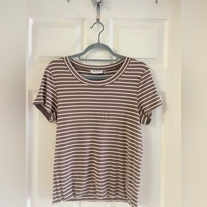 LNA Clothing short sleeve brown & white striped tee. Ribbed. VERY GUC! Size Lg.